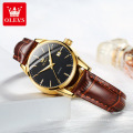 OLEVS лучший бренд класса люкс мужские классические кварцевые водонепроницаемые часы с кожаным ремешком и календарем повседневные деловые модные мужские часы Reloj Mujer